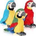 Jexine 3 Pcs Macaw Parrot Plush Stuffed Animal Operation Christmas Bird Stuffed Animal Blue Red Parrot for Gifts Doll, 9.8 Inch