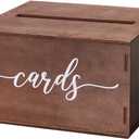 Wedding Card box with Slot - 11.5 IN Wooden Card Box for Wedding Reception Graduation Birthday Party Rustic Wedding Decor, DIY Wood Box for Cards Envelope Money-WCB001 (Brown)