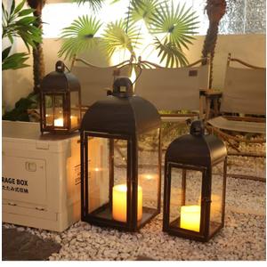 NEEDOMO Lanterns Decorative Outdoor & Indoor, Set of 3 Outdoor Lanterns for Porch, 23" Large Candle Lantern, Bronze Metal Frame with Glass, Vintage Farmhouse, Patio, Pathway, Garden, Fall, Christmas
