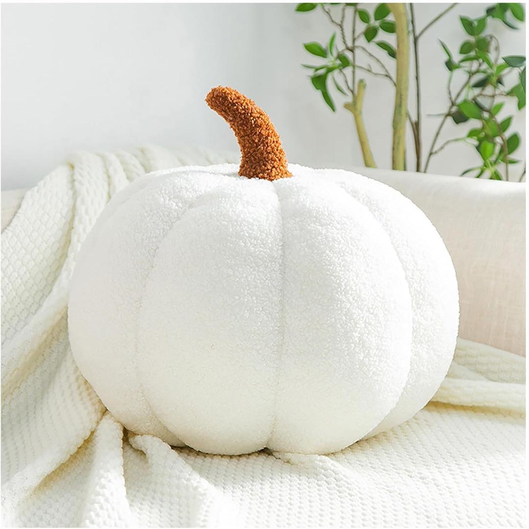 Fall Theme Pumpkin Pillows for Sofa Living Room Decor Chic White Pumpkin Halloween Decoration Pillow for Bed Home Car Bedroom,11.02"