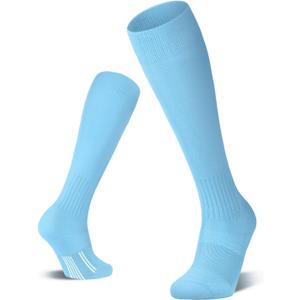 FITRELL 2/3 Pack Soccer Socks Baseball Softball For Youth Kids Boys Girls, Over-The-Calf Football Socks for Adult Men Women (Blue)