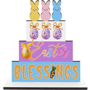 Easter Religious Decorations Christian Easter Decorations Blessed Signs Wooden Table Decor for Home Office Living Room Bathroom Bedroom Farmhouse Shelves Desk 6.4x6.4x0.2 inches