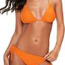 American Trends Women's String Triangle Halter Bikini Set-2 Piece Swimsuit,Adjustable Ties,Removable Pads&Quick-Dry Fabric L