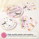 96 Pcs Horse Birthday Party Decoration Pink Checkered Pony Floral Plates and Napkins Western Cowgirl Tableware Set for Kids Racing Horse Birthday Baby Shower Party Supplies, Serves 24