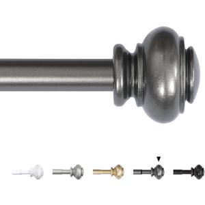 H.VERSAILTEX Curtain Rods for Windows 16.2 to 90.6 Inches 3/4 inch Diameter Adjustable Decorative Telescoping Curtain Rod with Brackets Heavy Duty Splicing Window Rods with Classic Finials, Pewter