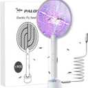 PALONE Electric Fly Swatter 4000V Bug Zapper Racket 2 in 1 Fly Swatter with 1200mAh Battery Rechargeable Mosquito Killer Lamp with 3 Layers Safety Mesh for Indoor and Outdoor
