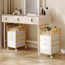 ZQUYAJ Makeup Organizer Storage Cart with Drawers, Makeup Organizer on Wheels, Rolling Makeup Bathroom Storage Cart, Cosmetic Vanity Display Cases Holder for Nail Polish Brush Hair Tool