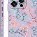 for iPhone 16 Pro Case Anti Scratch Microfiber Lining Phone Cover Silicone Ultra Slim Case for iPhone 16 Pro 6.3 inch-Leaf Purple