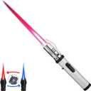 Torch Lighter, Bright Fire Lighter with Safety Lock and Adjustable Red/Blue Flame, Refillable Butane Gas Windproof Jet Flame Cool Lighters, for Candles Campfires BBQ Baking, Camping, Gift (White)