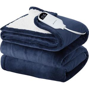 Bedsure Electric Blanket Full Size  Soft Flannel Heated Blanket, Fast Heating with 10 Time Settings & 6 Heat Settings, Warm Gift for Grandma (72x84 inches, Pageant Blue)