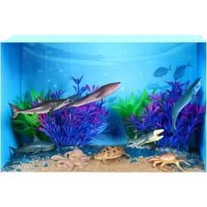 23 Pcs Ocean Diorama Kit Under the Sea Animal Figure Toys Realistic Ocean Animal Figurines Toy Including Shark, Whale, Corals Artificial Coral Seagrass with a Gift Box for Birthday Party Decorations