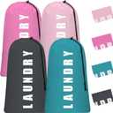 4 Piece Drawstring Travel Laundry Bag, Large Laundry Bag, Men's and Women's Dirty Laundry and Gym Bag, Waterproof Wetproof Travel Bag