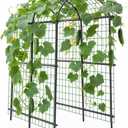 Garvee Garden Arch Trellis, Heavy Duty Metal Arbor with Netting for Climbing Plants, Adjustable Width, Weather-Resistant Outdoor Pergola for Flowers, Vines, Vegetables, 114 x 33 x 8 cm