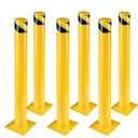 Garvee Safety Bollard 6 Packs, Garvee 36 in Height Bollard Post, 4.5 in Diameter, Yellow Safety Steel Bollard Post with 24 Anchor Bolts, for Traffic Control, Driveway Barrier, Parking Pole