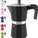 Mongdio Stovetop Espresso Maker Moka Pot, Stove Top Cuban Coffee Maker, Italian Greca Mocha Pot, 12 Espresso Cups, 20 oz - Black