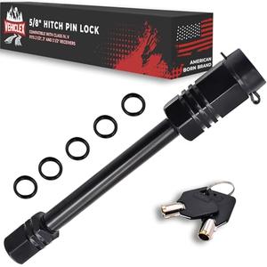 Vehiclex Heavy-Duty Trailer Hitch Pin Lock – 5/8" Locking Hitch Pin with 4-5/8" Effective Span for 3" and 3.5" Receivers – Class IV & V Hitch Security with Unique Tubular Key