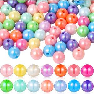 Ferreve 450 Pcs 10mm Color Acrylic Beads AB Rainbow Multicolor Candy Colors Beads for DIY Necklace Bracelet Jewelry Pen Keychain Making Accessories