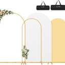 Arch Backdrop Stand and Cover Set, 7.2 FT+6.0 FT Metal Balloon Arch Frame with Two Tone Covers and Storage Bag, Suitable for Wedding Birthday Party Baby Shower Decoration (White and Beige)