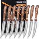 DRAGON RIOT Steak Knives Set of 8, Ultra Sharp Steak Knife Set Japanese VG-10 Stainless Steel Non Serrated Steak Knives Full Tang Wood Handle with Gift Box