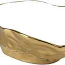 Pampa Bay Porcelain Small Oyster Bowl, 7.5 x 4.5 Inch, White/Gold Tone, Oven and Dishwasher Safe, Small