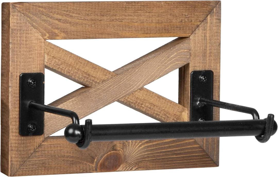 Ilyapa Farmhouse Toilet Paper Holder for Bathroom - Rustic Wood Wall Mount Toilet Roll Holder