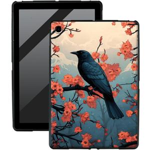 TPU Case for 10.1" Fire HD 10 Tablet (5th/7th/9th Generation,2015/2017/2019 Release) Tablet,Lightweight Black TPU Shockproof Protective Cover for HD 10 Tablet,Black Crows Bird