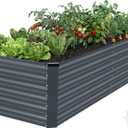 INNO STAGE 8x3x1.84ft Galvanized Raised Garden Bed, Raised Garden Bed Kit-Metal Planter Box Outdoor, Planting for Vegetables, Fruits, Herbs, Flowers, Grey, 832ft