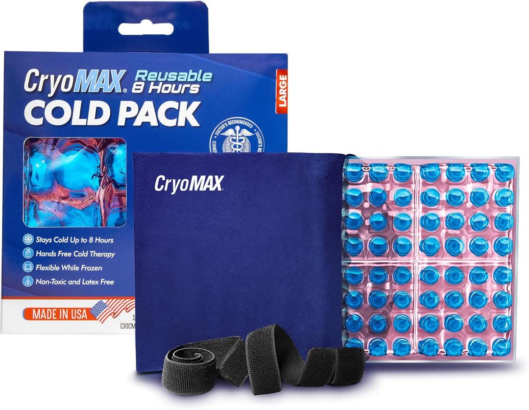 CryoMAX Cold Pack, Reusable, Latex Free, 8 Hour Cold Therapy, Large, 12" x 12" (1 Count)