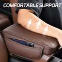 Wuyaoyao Car Center Console Cover, Leather Car Armrest Box Cover, 12.40"8.46"1.97" Arm Rest Pad with Pockets, Soft Auto Armrest Storage Box Protector, Universal Interior Car Accessories (Brown)