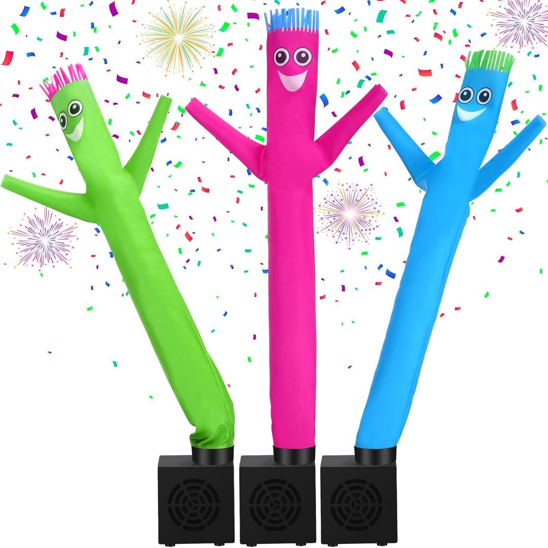 Poen 3 Pcs Mini Inflatable Tube Man Gift Funny Gag Birthday Wacky Waving Inflatable Guy with Blower Desktop Mini Dancer Gift for Women Party Decoration(Cute)