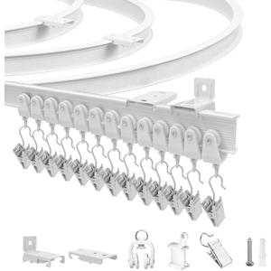 Flexible Bendable Ceiling Curtain Track 14Ft Curtain Rail Wall Mount Curved Sliding Ceiling Track for Bay Window, RV, Hospital System, Room Divider