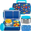 SHPMXUPW Kids Bento Lunch Box 12oz StainlessSteel Soup Thermo & 3Compartment LeakProof Food Container with BuiltIn Ice Pack, Insulated Food Jar for Boys & Girls, School & Travel