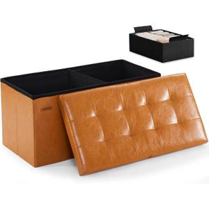 HAUSFRAU Ottoman with Storage Bench Folding Foot Rest Stool Cognac Brown
31.5", Flip Lid, Small Upholstered Foldable Footrest Footstool, Bedroom Bench, Living Room Dorm Ottoman, Faux Leather