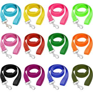 12 Pcs Dog Leashes for Small Medium Large Dogs, 6FT Lead Short Dog Leash with Swivel Hook for Walking, Training, Hiking, Rescues, Grooming, Shelter, Outdoor (Multi-Colored)