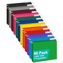 HERKKA Extra Capacity Hanging File Folders, 60 Pack Reinforced Letter Size Hanging Folders with Heavy Duty 1 Inch Expansion, Designed for Bulky Files, Medical Charts, 12 Assorted Colors