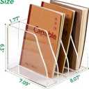 Acrylic Magazine File Holder, 4 Vertical Compartments Desk Document Sorter Organizer, Clear Folder Rack Binder for Office/Home/Classroom, for Documents, Tablet, Magazines, Books & Accessories
