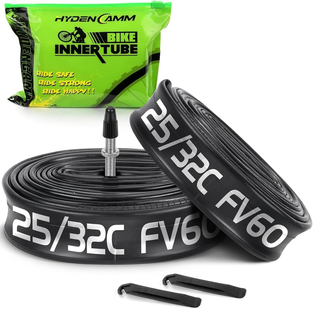 2 Pack 700x25C-32C FV42/AV48/FV60mm 700c Bike Tube, Butyl 700C Road Bike Tube with 2 Tire Levers, 700c Bicycle Inner Tube Compatible with 700 x 25C 700x26C 700x28C 700x32C Inner Tube