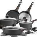 SENSARTE Pots and Pans Set Non stick, Non toxic Healthy Induction Cookware Sets, 14 Pcs Non Stick Kitchen Cooking Set with Frying Pans Set & Saucepan, PFOA PFOS Free, Black