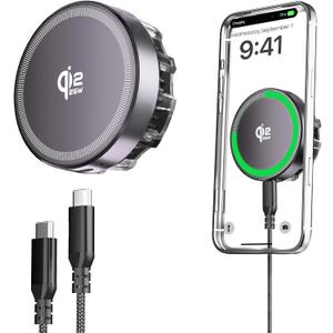 for MagSafe Charger, Qi2 25W Fast Charging Pad with Cooling Fan, Magnetic Wireless Charger with 4.2ft Cable for iPhone 17/16/15/14/13/12 Series (Dark Gray)