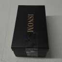 ISNOM Platform Block Heels Women Comfortable Strappy Heels Short Block Chunky Sandals Ankle Strap Simple Summer Heeled Sandals Square Toe (7.5, Matteblack)