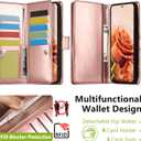 Varikke for Samsung Galaxy S24 Wallet Case Detachable with RFID Blocking Card Holder for Women, Fashion PU Glitter Leather Strap Magnetic Flip Wallet Removable Case for Galaxy S24 6.2", Rose Gold