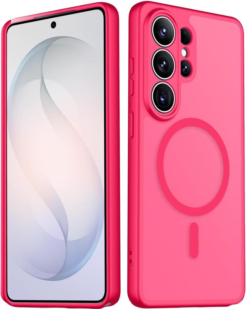 Case for Samsung Galaxy S26 Ultra Case Magnetic [Compatible with MagSafe] Thin Slim Shockproof Protective Cover for Women Girls Translucent Matte Phone Cases for Galaxy S26 Ultra, Hot Pink