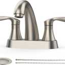 Bathroom Faucet, 4 Inch Bathroom Faucets for Sink 3 Hole, Centerset Bathroom Sink Faucet with Pop Up Drain and cUPC Lead-Free Hose(Brushed Nickel)