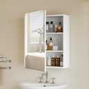 TEENFON Medicine Cabinet Mirror with 2 Adjustable Shelves, Bathroom Mirror with Storage, Recessed or Wall Mount Bathroom Cabinet, White UNGGX004W