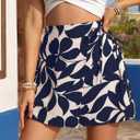 Milumia Women's Boho Floral Print High Waist Wrap Skorts Tie Knot Shorts (S)