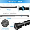 6 Pack Small Tension Rod 18 to 28 Inch Black Tension Curtain Rod Adjustable Spring Curtain Rods No Drilling Expandable Pressure Short Curtain Rods for Windows, Closets, Doorway, Kitchen