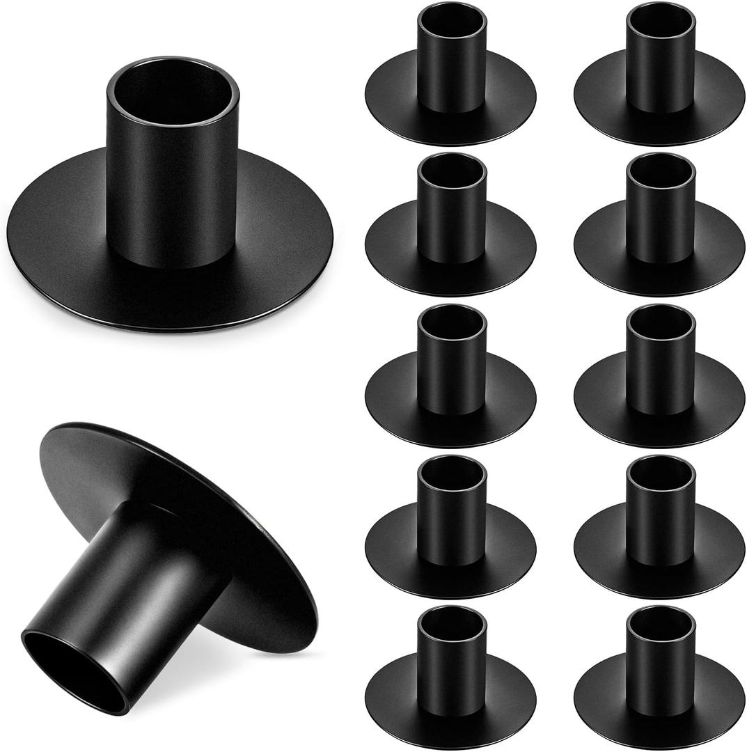 12Pack Black Taper Candle Holder Retro Mini Candle Stick Holders for Table Centerpiece Home Decor Party Wedding Anniversary