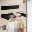 Wall Mounted Laundry Drying Rack, Carbon Steel Foldable & Retractable Clothes Drying Rack, Space Saving Adjustable Towel Holder for Bathroom, Laundry, Small Spaces (1, Black, 80cm), 31.5"