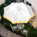 9Ft Elegant Valance Patio Umbrella, Outdoor Umbrellas for Patio with Auto-Tilt and Crank Systerm, Table Umbrella for Outdoors, Poolside,Beach, Backyard