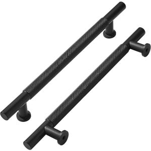 Khtumeware 5 Pack 12 Inch(305mm) Drawer Handles Knurled Matte Black Cabinet Pulls Drawer Pulls Kitchen Hardware Kitchen Handles for Cabinets Cupboard Handles